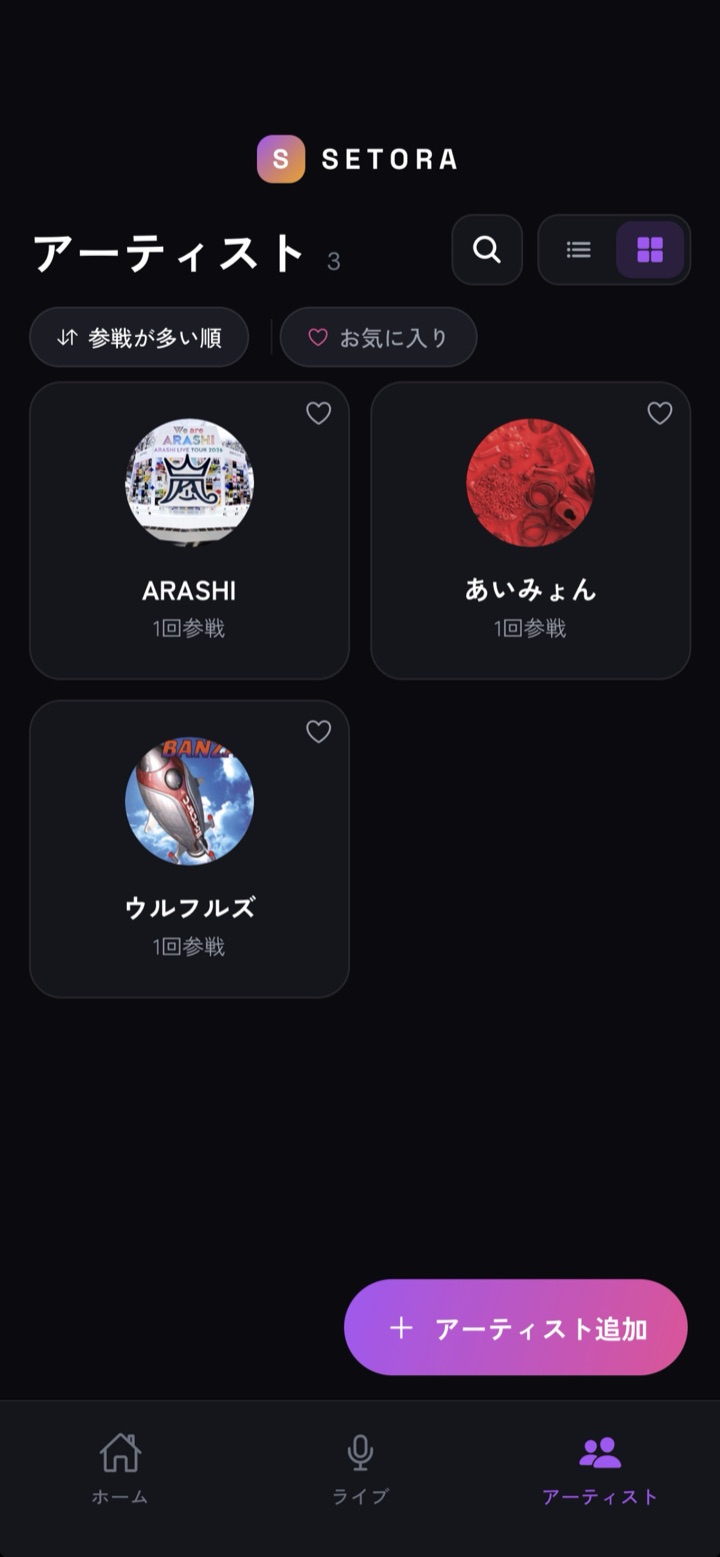 アーティスト一覧